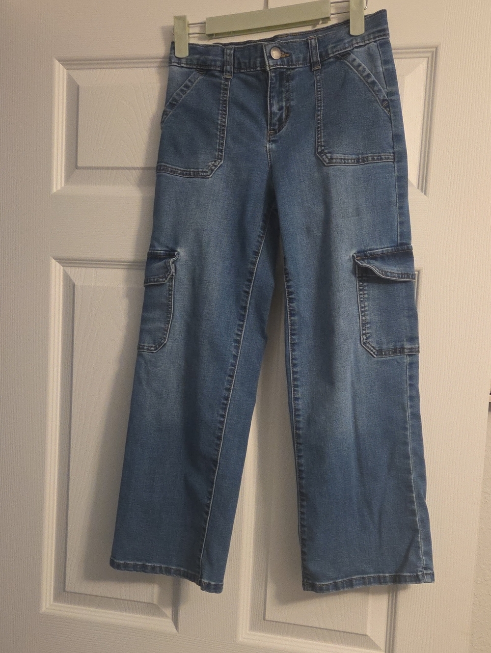 Girls wonder nation Medium Blue Cargo Wide-Leg Jeans